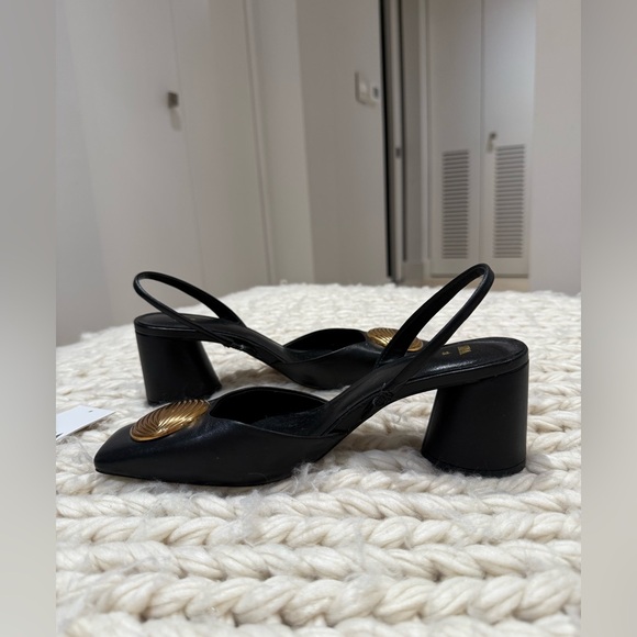 NEW ZARA limited edition Black and Gold Women's Loafers-Sandals size 38/7,5 us - Picture 5 of 17